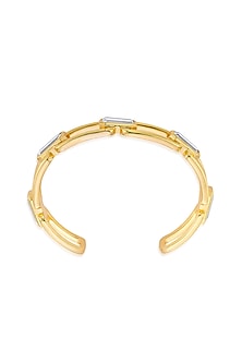Gold Finish Hand-Cut Polki Mirror Cuff