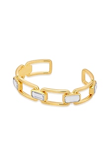 Gold Finish Hand-Cut Polki Mirror Cuff