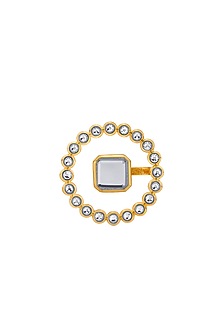 Gold Finish Swarovski Crystal Ring