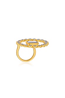 Gold Finish Swarovski Crystal Ring