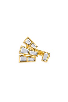 Gold Finish Hand-Cut Polki Mirror Ring