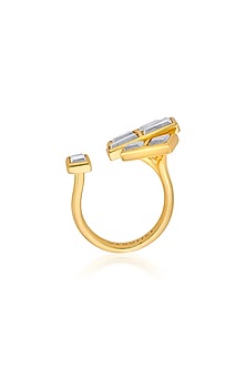 Gold Finish Hand-Cut Polki Mirror Ring