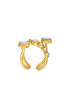 Gold Finish Hand-Cut Polki Mirror Ring