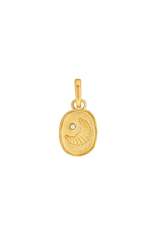 Gold Finish Pearl Luna Charm