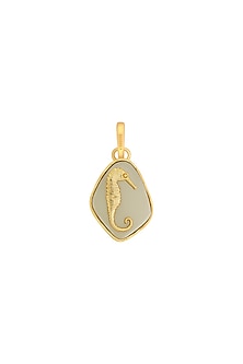 Gold Plated Jade Seahorse Motif Charm