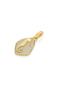 Gold Plated Jade Seahorse Motif Charm