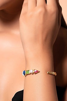 Gold Plated Multi-Stone Interstellar Cuff