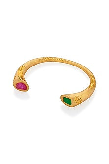 Gold Plated Jade & Chalcedony Marvel Cuff