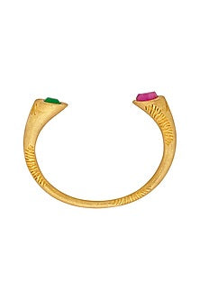Gold Plated Jade & Chalcedony Marvel Cuff