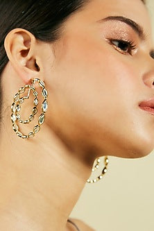 Gold Finish Marquise Mirror Hoop Earrings