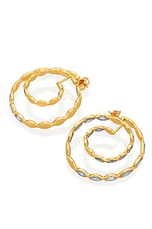 Gold Finish Marquise Mirror Hoop Earrings