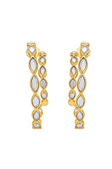 Gold Finish Marquise Mirror Hoop Earrings