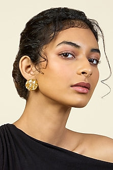 Gold Plated Resin Mirror Stud Earrings