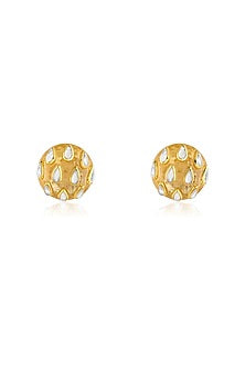 Gold Plated Resin Mirror Stud Earrings