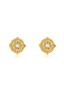 Gold Plated Resin & Mirror Stud Earrings
