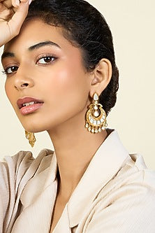 Gold Plated Resin & Mirror Dangler Earrings