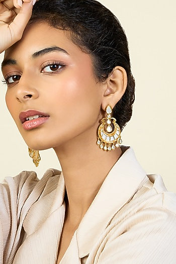 Gold Plated Resin & Mirror Dangler Earrings