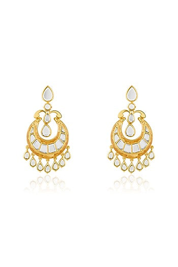 Gold Plated Resin & Mirror Dangler Earrings