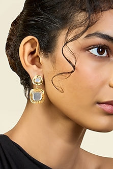 Gold Plated Mirror Dangler Earrings