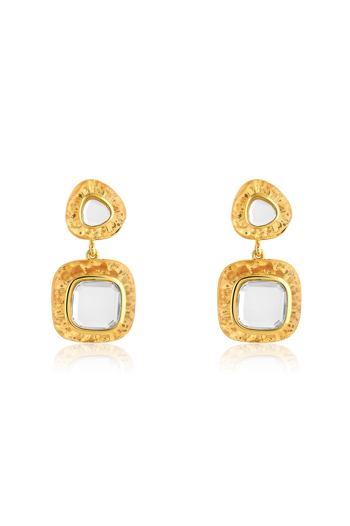 Gold Plated Mirror Dangler Earrings