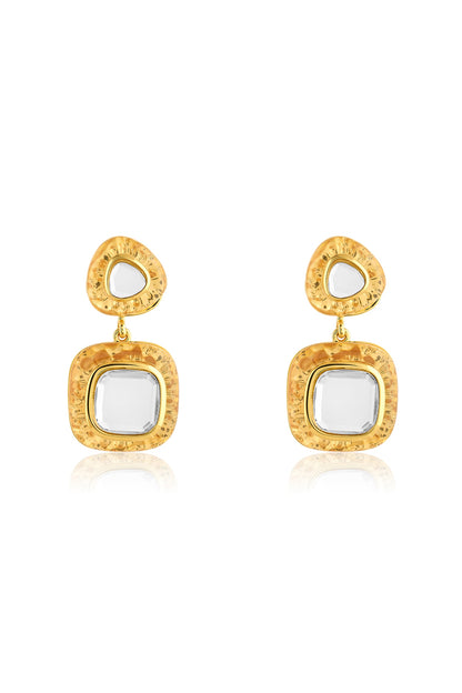 Gold Plated Mirror Dangler Earrings