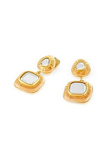 Gold Plated Mirror Dangler Earrings