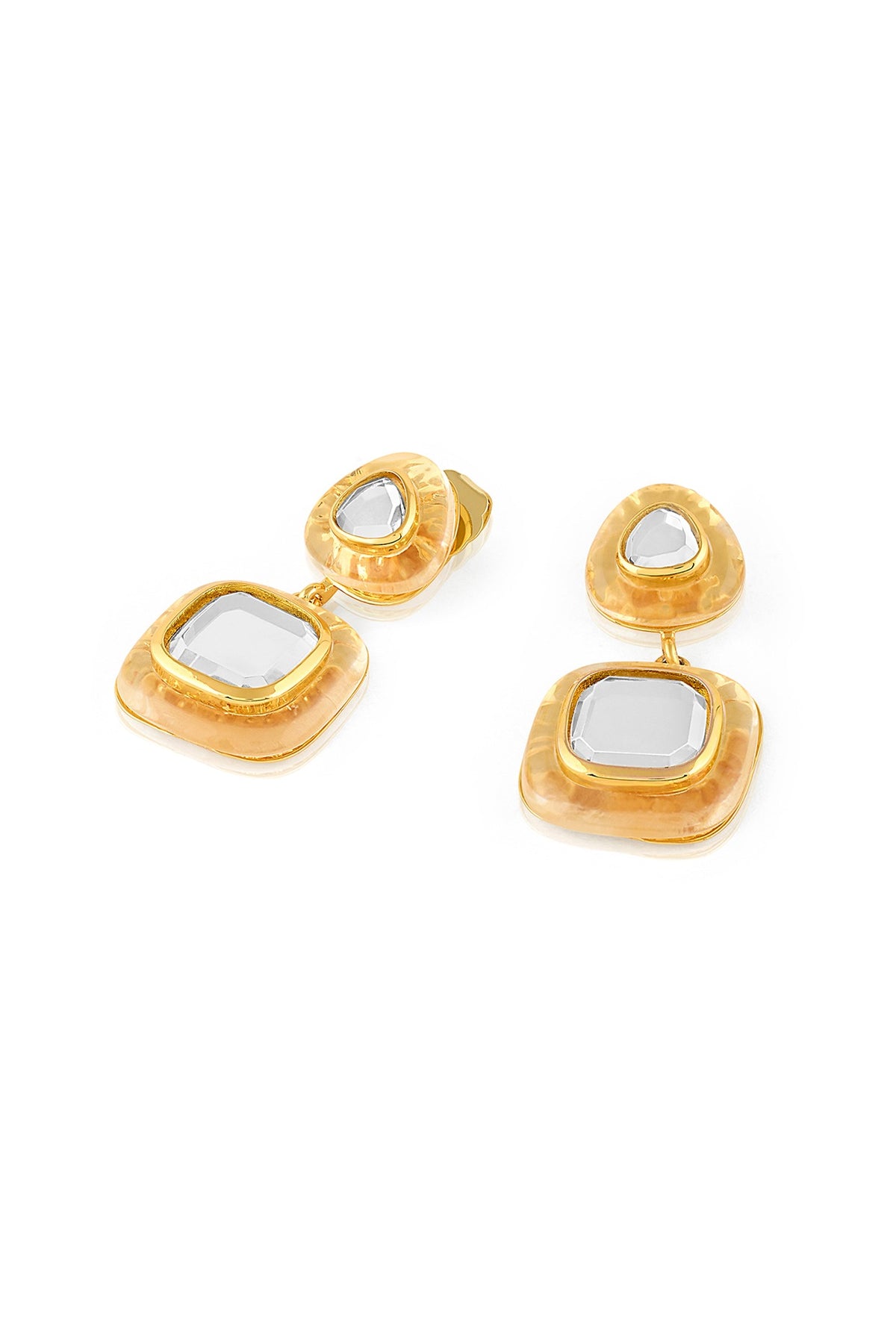 Gold Plated Mirror Dangler Earrings
