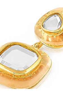 Gold Plated Mirror Dangler Earrings