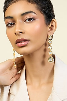 Gold Plated Resin & Mirror Dangler Earrings