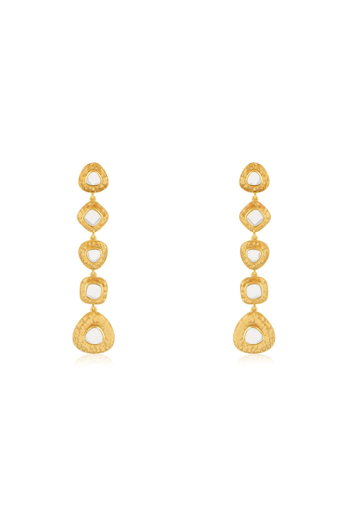 Gold Plated Resin & Mirror Dangler Earrings