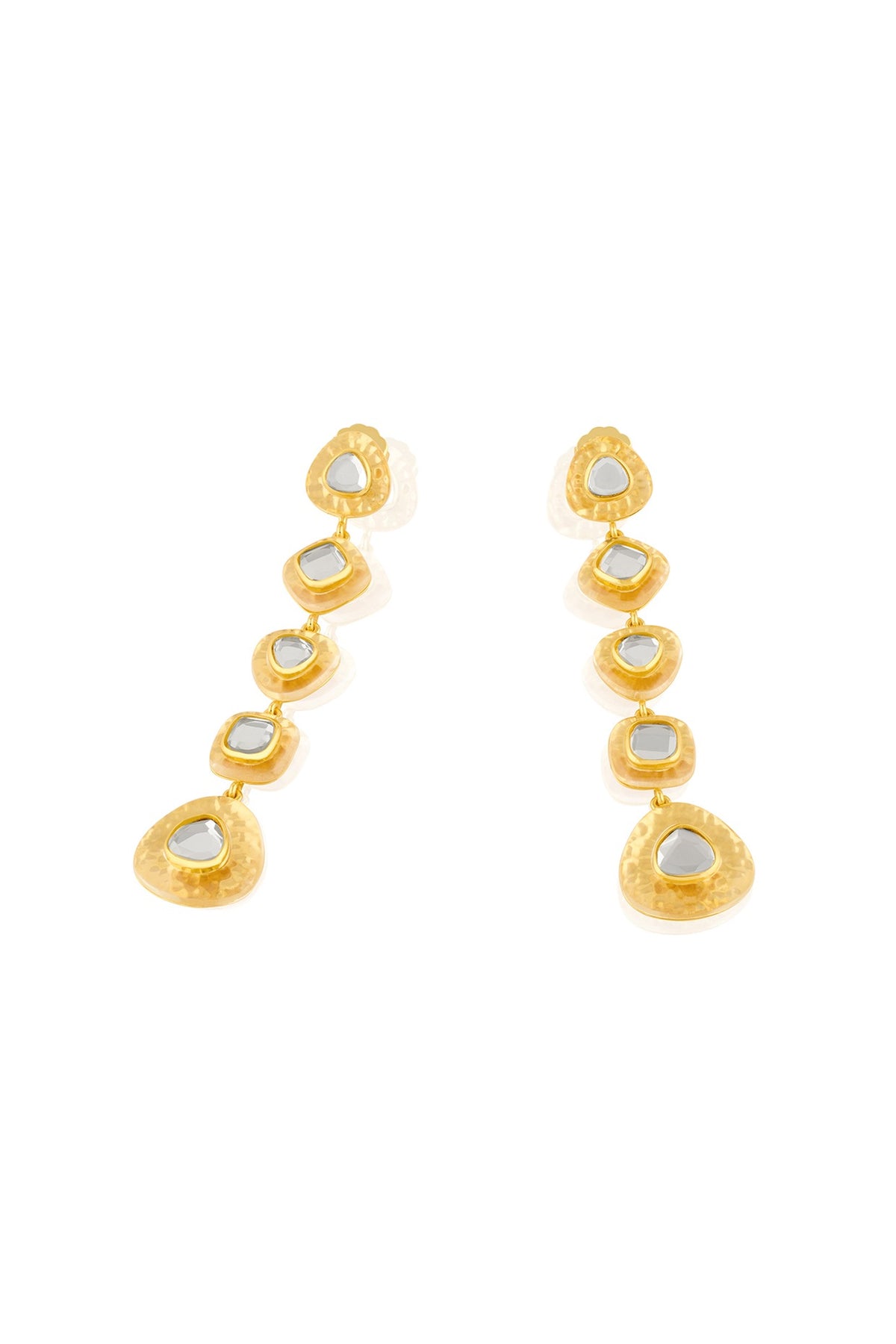 Gold Plated Resin & Mirror Dangler Earrings