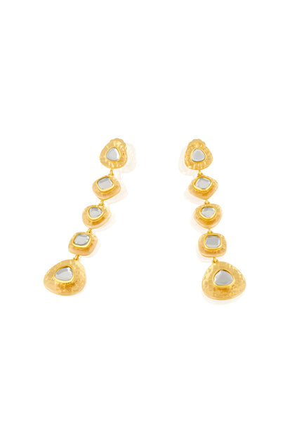 Gold Plated Resin & Mirror Dangler Earrings