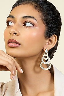 Gold Plated Mirror Chandelier Dangler Earrings