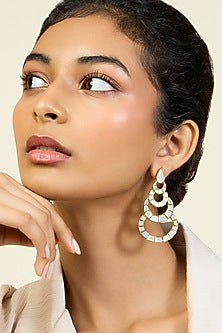 Gold Plated Mirror Chandelier Dangler Earrings
