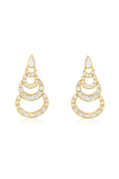 Gold Plated Mirror Chandelier Dangler Earrings