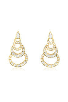 Gold Plated Mirror Chandelier Dangler Earrings