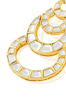 Gold Plated Mirror Chandelier Dangler Earrings
