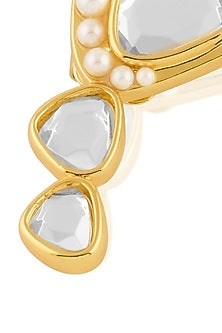 Gold Plated Pearl & Mirror Stud Earrings