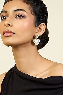 Gold Plated Pearl & Mirror Dangler Earrings