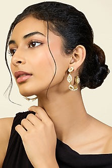 Gold Plated Pearl & Mirror Hoop Earrings
