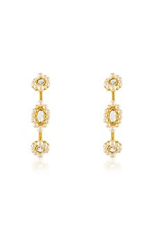 Gold Plated Pearl & Mirror Hoop Earrings
