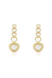 Gold Plated Pearl & Mirror Dangler Earrings