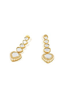 Gold Plated Pearl & Mirror Dangler Earrings