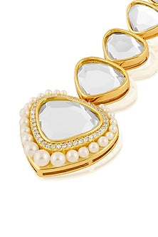 Gold Plated Pearl & Mirror Dangler Earrings