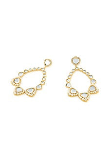Gold Plated Pearl & Mirror Dangler Earrings
