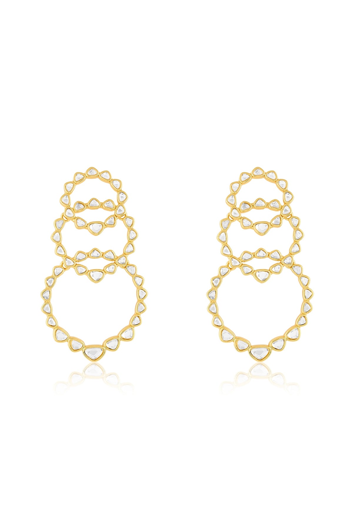 Gold Plated Mirror Dangler Earrings