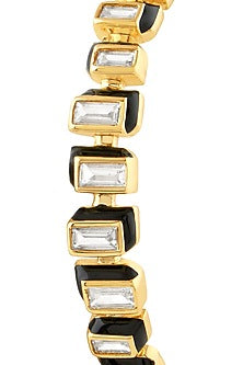 Gold Plated CZ Enameled Open Cuff