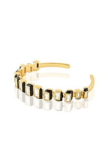 Gold Plated CZ Enameled Open Cuff