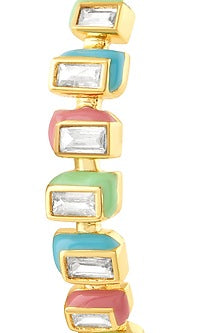 Gold Plated Multi-Colored CZ Enameled Open Cuff