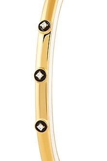 Gold Plated CZ White Enameled Rivet Cuff